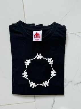 Kappa Black T-Shirt with White Logo Ring